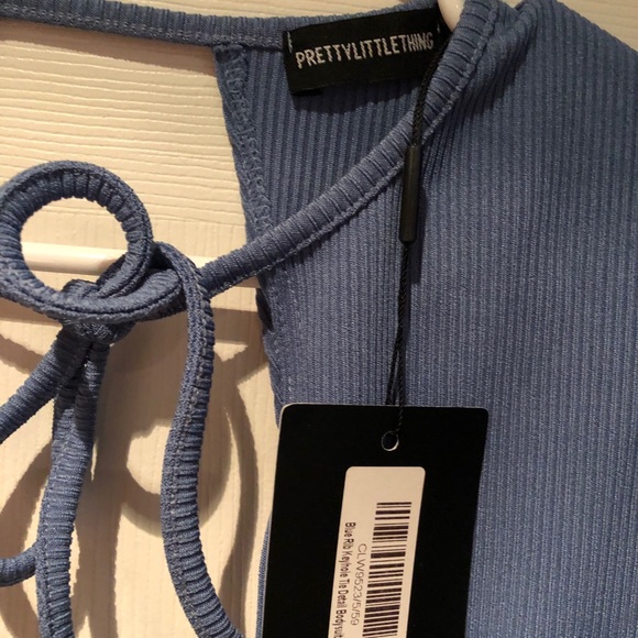 Prettylittlething blue ribbed bodysuit - Picture 2 of 2